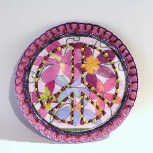 Hippie Boho Peace Sign Patch, Personalized Hand..