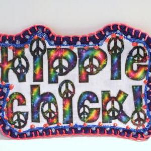 Hippie Chick Applique Patch, Personalized Hand..