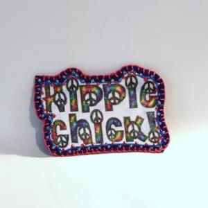 Hippie Chick Applique Patch, Personalized Hand..