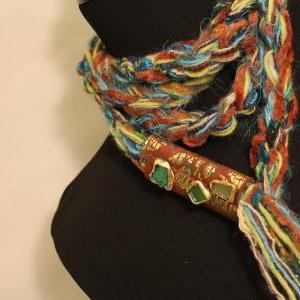 Clay - Womens Twisted Scarf, Marbled Clay Gold..
