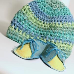 Adorable Baby Booties And Beanie Set, Set For..