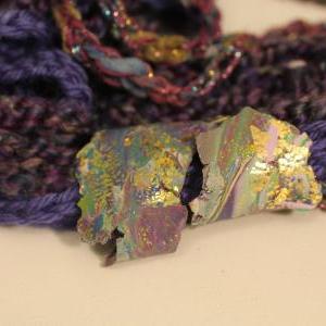 Plums - Womens Twisted Scarf, Marbled Clay Gold..