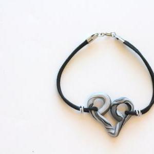 Heart Friendship Bracelet, Ombre Gray, Stack..