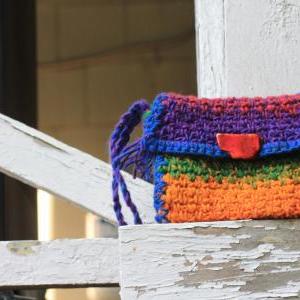 Wristlet, Boho Rainbow Color Wristlet, Crochet,..