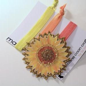 Sunflower Hair Ties, Bohemian Hair Wrap, Bracelet..