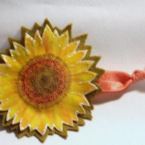 Sunny Yellow Sunflower Hair Tie, Bohemian..