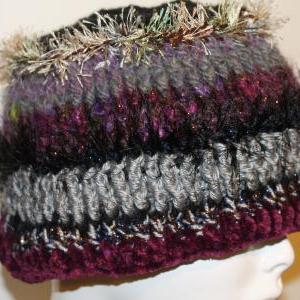 Womens Crochet Hat, Multi Fiber Clo..