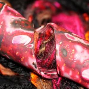 Fuschia Jet - Twisted Scarf With Marbled Clay Gold..