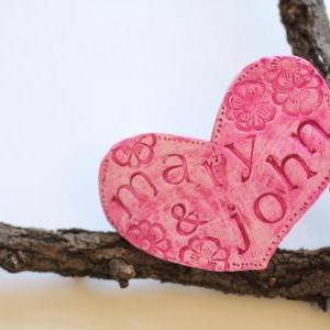 Personalized Heart Barrette, Valentines Day Hair..