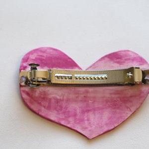 Personalized Heart Barrette, Valentines Day Hair..