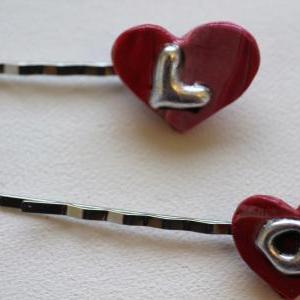 Teeny Tiny Heart Hair Pins, Valenti..