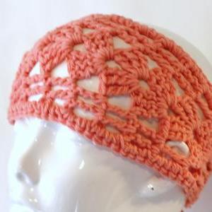 Coral Cotton Headband, Festival Hair Wrap, Peach..