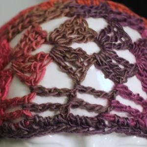 Crochet Boho Headwrap, Pink, Lilac Handmade Hair..
