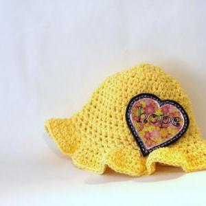 Girls Cotton Baby Sunhat, Crochet Hat With Ruffle..