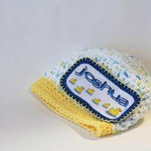Personalized Baby Beanie, 100% Cotton Hand Crochet..