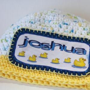Personalized Baby Beanie, 100% Cotton Hand Crochet..