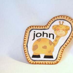 Giraffe Boys Name Patch, Personalized Hand..
