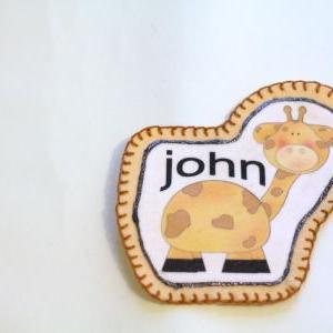 Giraffe Boys Name Patch, Personalized Hand..