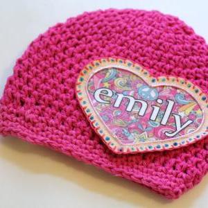 Baby Beanie, Personalized Baby Hat, Shabby Chic..