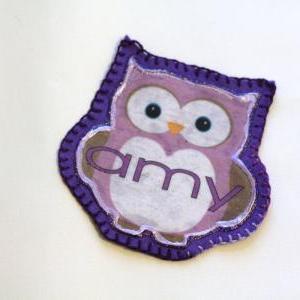 Owl Applique Patch, Personalized Hand Embroidered,..