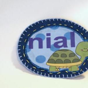 Turtle Name Patch, Personalized Hand Embroidered,..