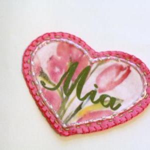 Pink Shabby Chic Girly Heart Patch,..