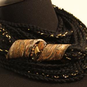 Black Gold - Womens Twisted Scarf, Marbled Clay..