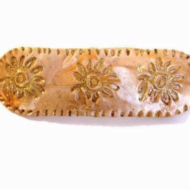 Copper Peach Hair Clip, Large Barrette For Thick..