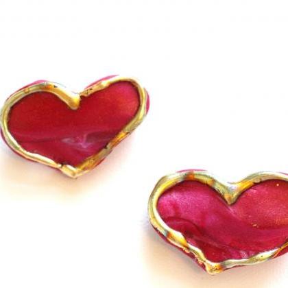 Red Heart Clips, Small Hair Clips, Small Hearts..