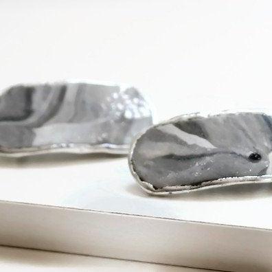 Marbled Hair Clips, Gray Swirl Clip..