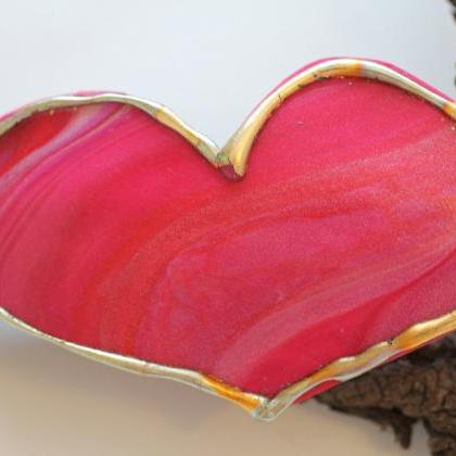 Heart Hair Clip, Large Ruby Red Pin..