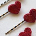 Teeny Tiny Heart Hair Pins, Valentines Day Hair..