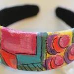 Mondrian Inspired Hand Painted Headband, Bohemian,..