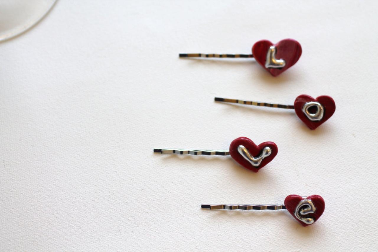Teeny Tiny Heart Hair Pins, Valentines Day Hair clip, boho, gypsy, hippie, hair accessory