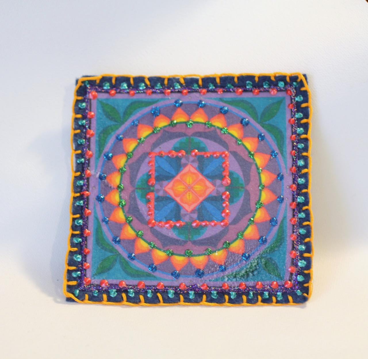 Mandala Patch, Personalized Hand Embroidered, Painted Decorative Accessory for Jeans, t shirts, bags