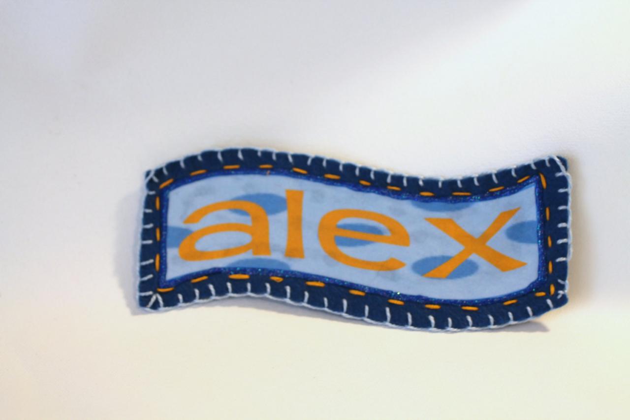 Boys Name Patch, Personalized Hand Embroidered, Painted Decorative Accessory for Jeans, t shirts, bags
