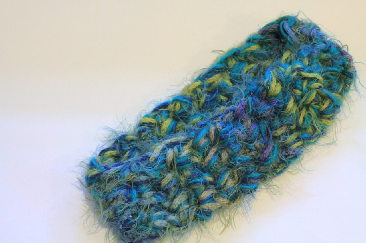 Warm and Fuzzy Womens Headband Accessory, Ski Band, Earwarmer Crochet from Silky Soft Fiber