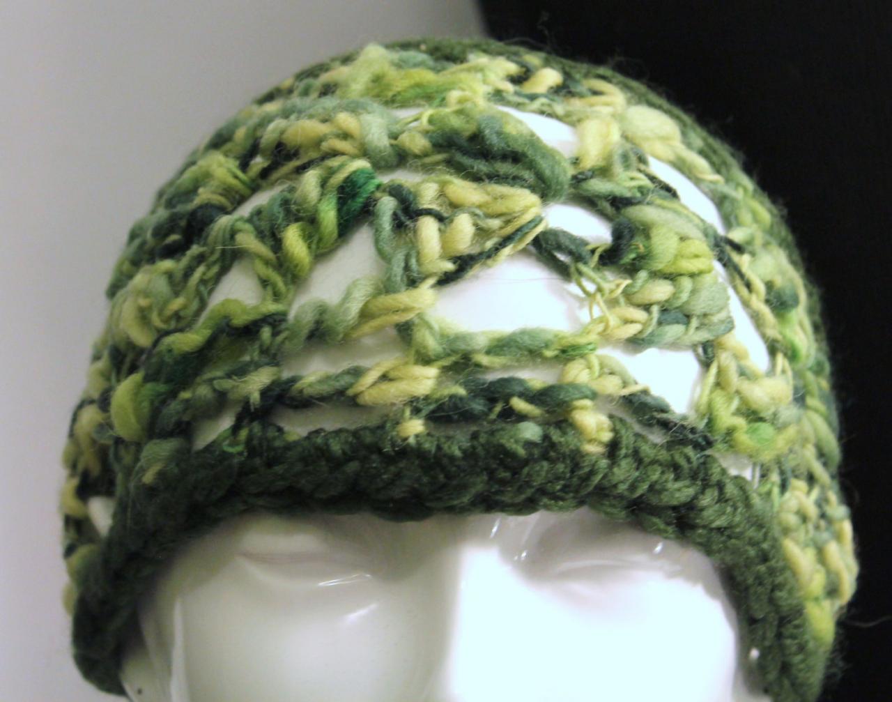 Emerald Green Multi Headband, Boho Hairwrap, Dreads Wrap, Crochet From Art Fibers
