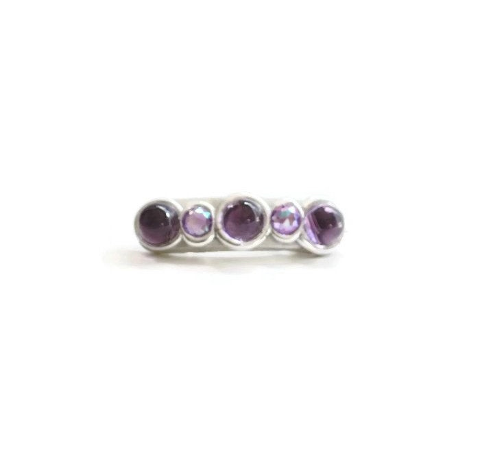 Mini Jeweled Hair Clip, Small Hair Barrette With Stones, Amethyst Stone Hair Clips