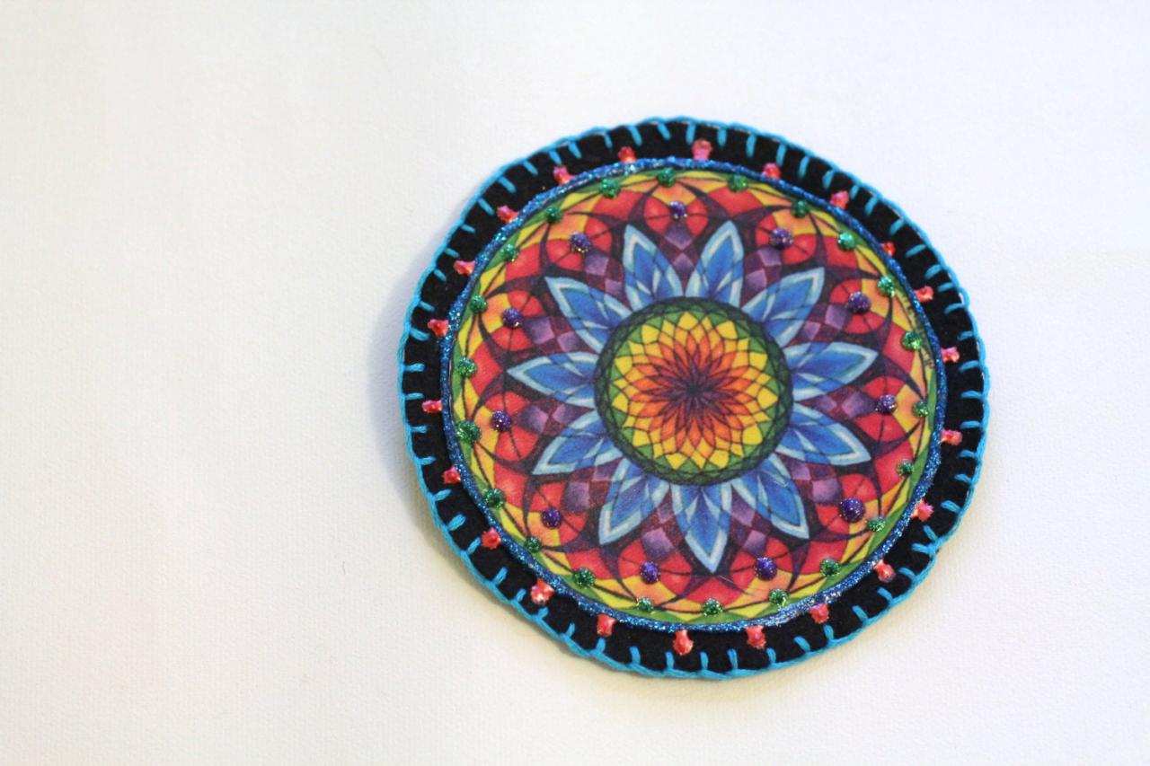 Applique Patch Hippie Boho Mandala Applique Patch, Personalized Hand Embroidered, Painted Decorative Accessory For Jeans, T Shirts, Bags