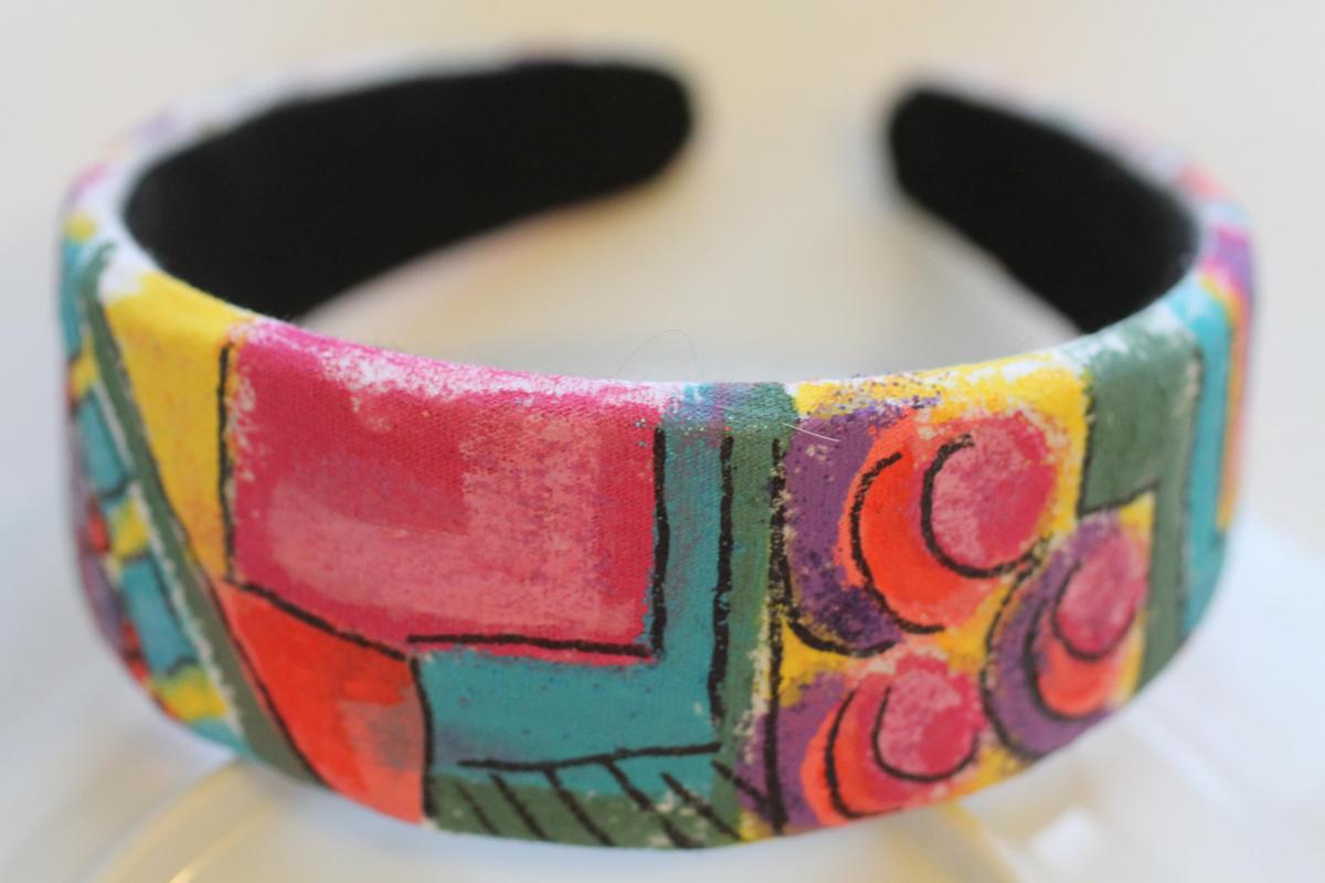 Mondrian Inspired Hand Painted Headband, Bohemian, Gypsy, Upcycled, Trend