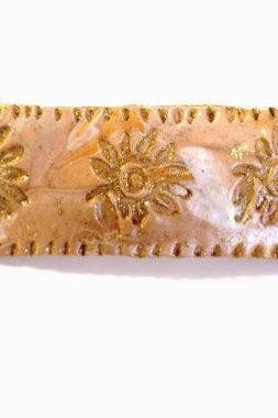 Copper Peach Hair Clip, Large Barrette for Thick Hair, Shimmery Gold Hair Barrette