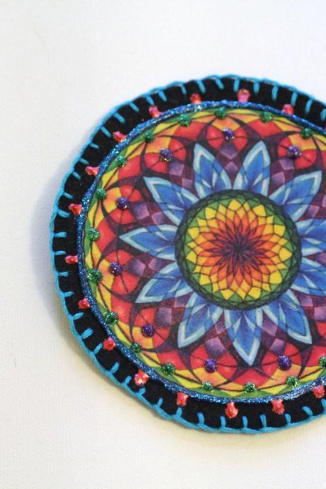 Applique Patch Hippie Boho Mandala Applique Patch, Personalized Hand Embroidered, Painted Decorative Accessory for Jeans, t shirts, bags