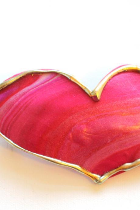 Heart Hair Clip, Large Ruby Red Pink Heart Hair Barrette, Heart Clip for Long Hair, Perfect for Valentines Day