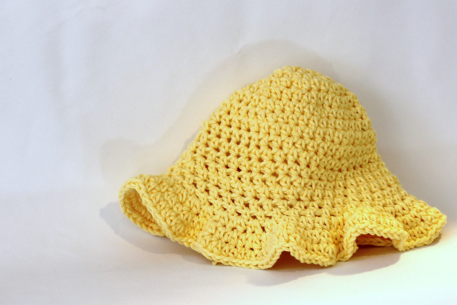Girls Cotton Baby Sunhat, Crochet Hat With Ruffle Brim For The Sun