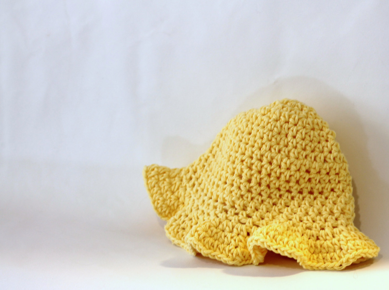 Girls Cotton Baby Sunhat, Crochet Hat With Ruffle Brim For The Sun